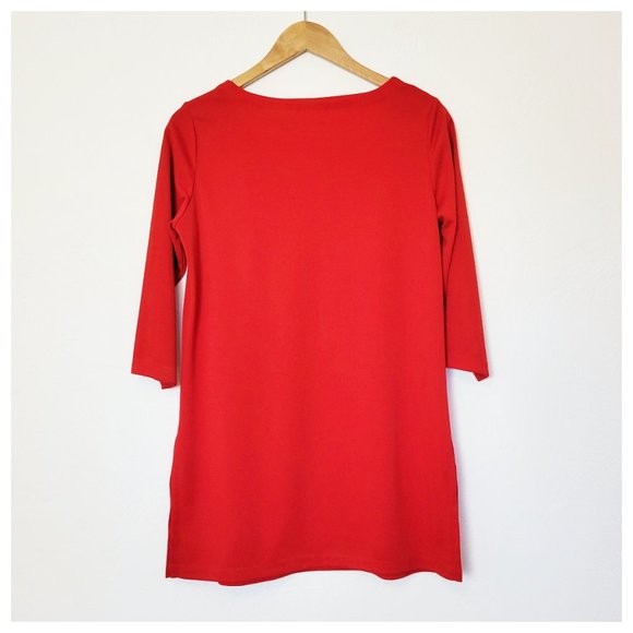 Reflections Red Tunic Blouse Cherry Tomato Red Half Sleeve Square Neck Blouse - Picture 8 of 14